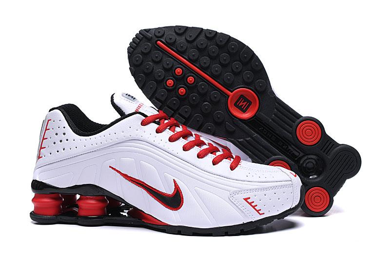 New Nike Shox R4 White Red Black Trainer - Click Image to Close